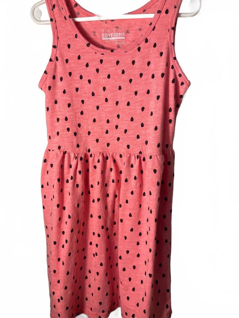 Basic Editions Girls Sleeveless Watermelon Dress Size 7/8 Casual Summer Vacation